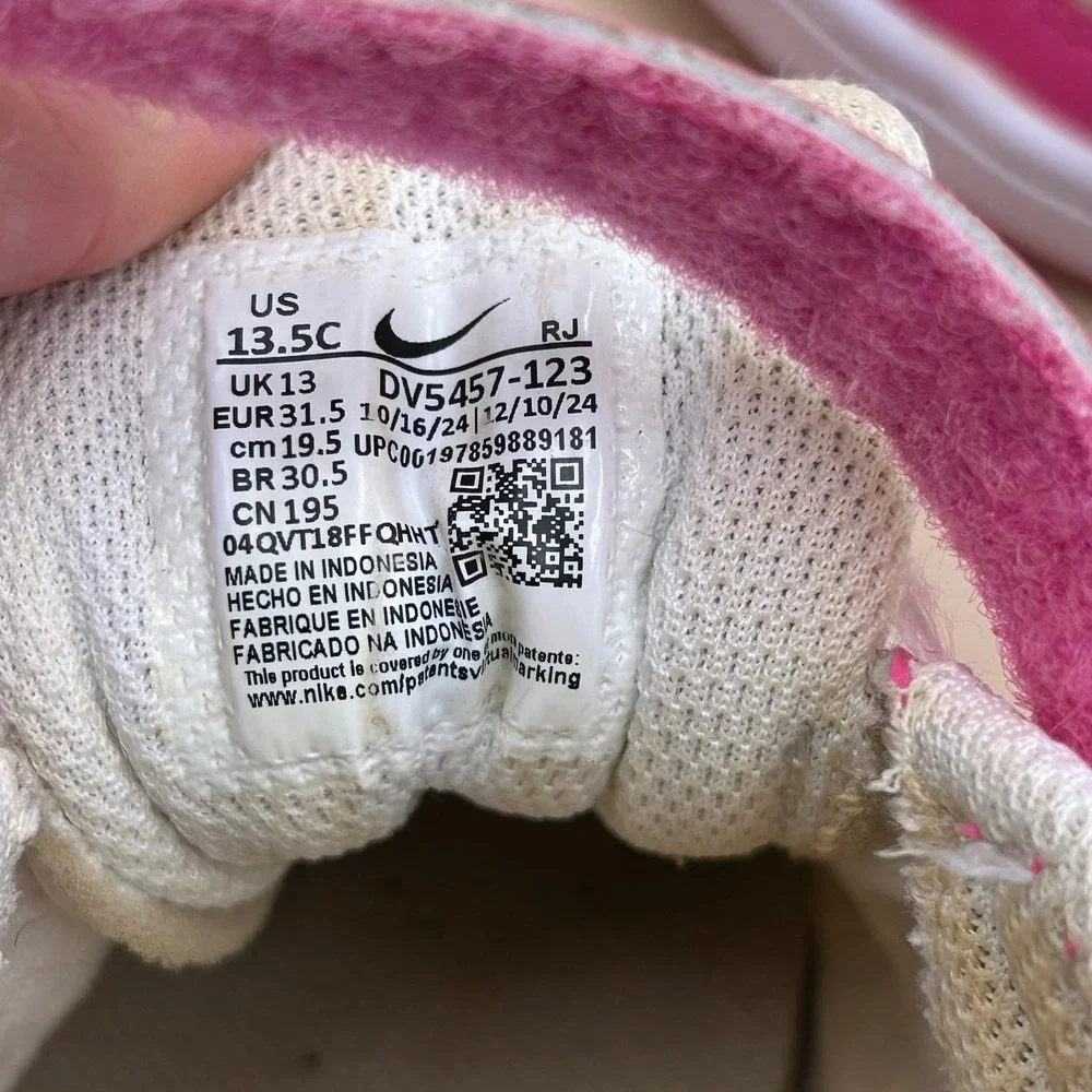 Nike Court Borough Low 2 Pink White Kids Sneakers DV5457-123 Size 13.5C